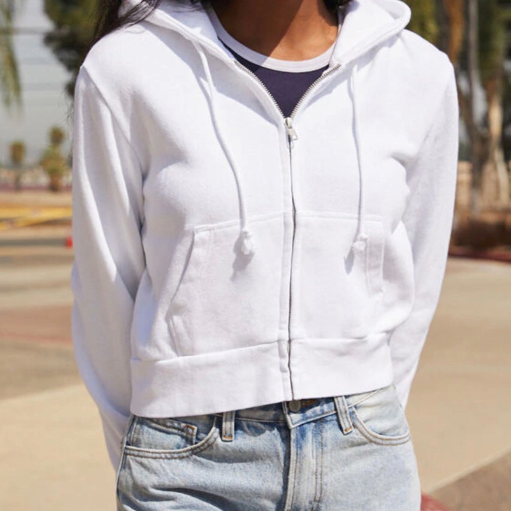 Brandy Melville White Heather Crystal Hoodie